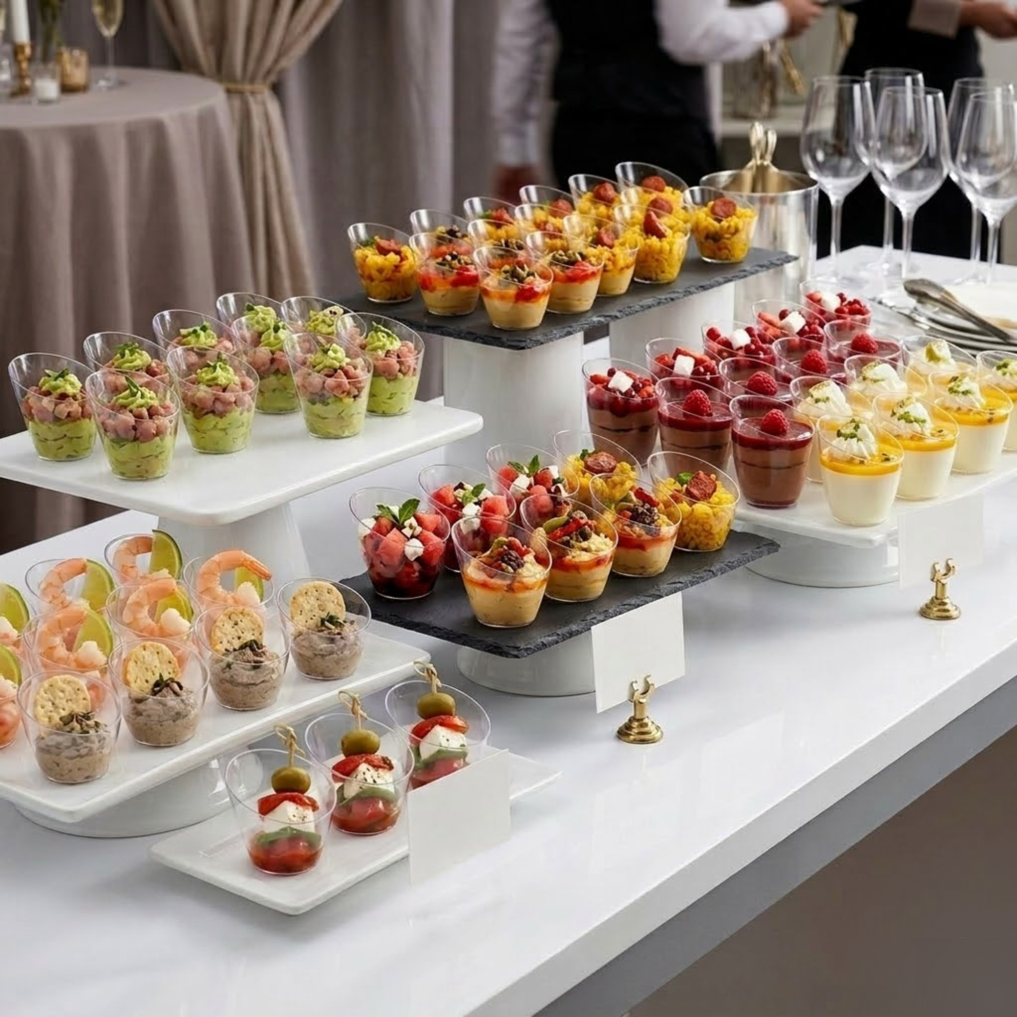 Martellato premium finger food plates and crystal clear dessert cups at The Artisan Place Qatar